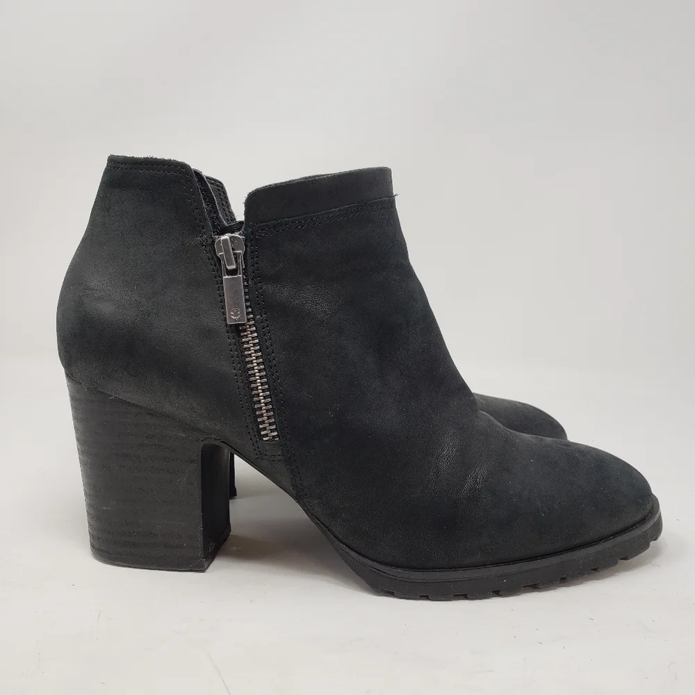 Lucky Brand Noryn Women’s Lug Sole Black Leather Ankle Boots Size 8.5